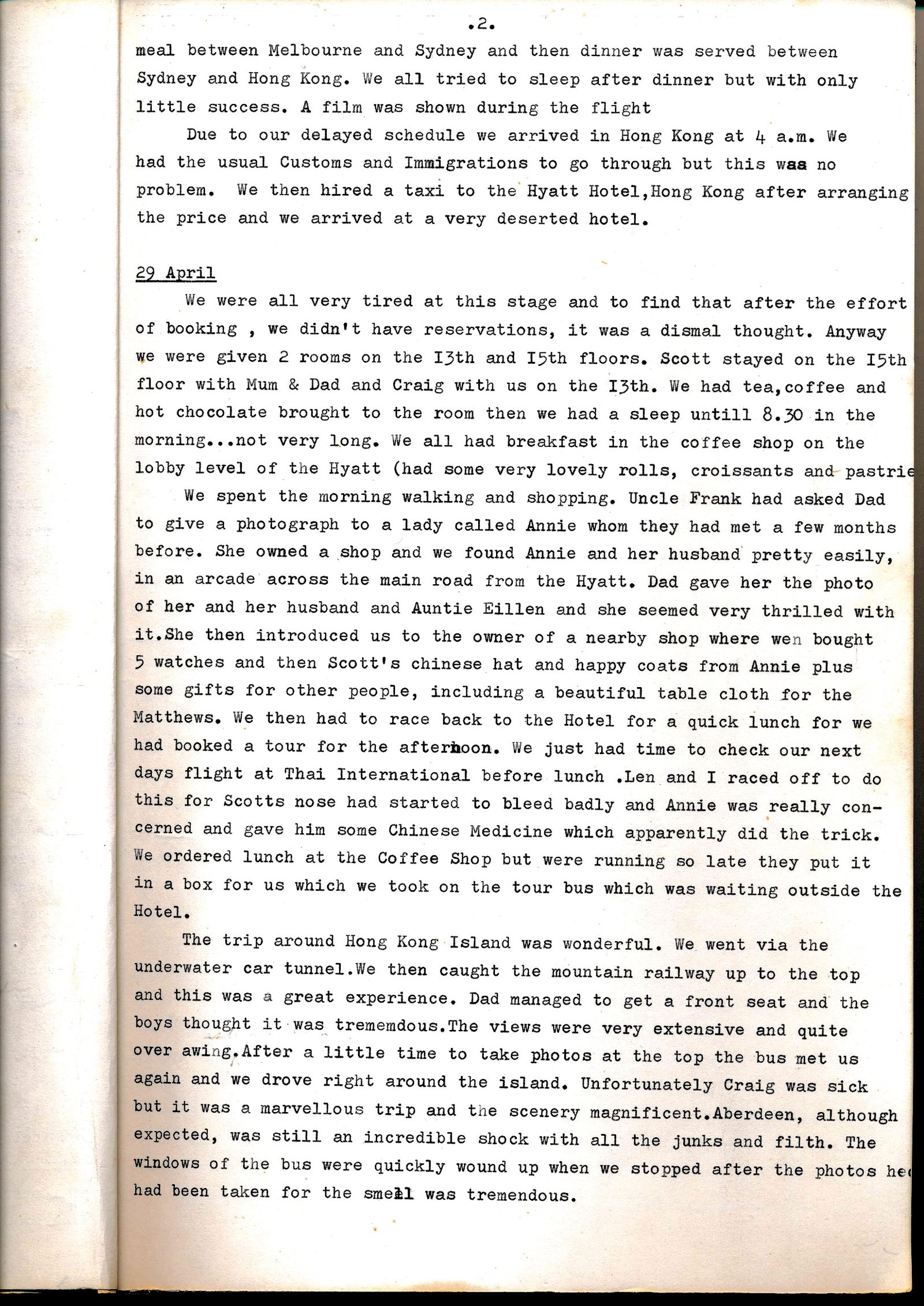 Diary page describing Hong Kong, 29 April 1974