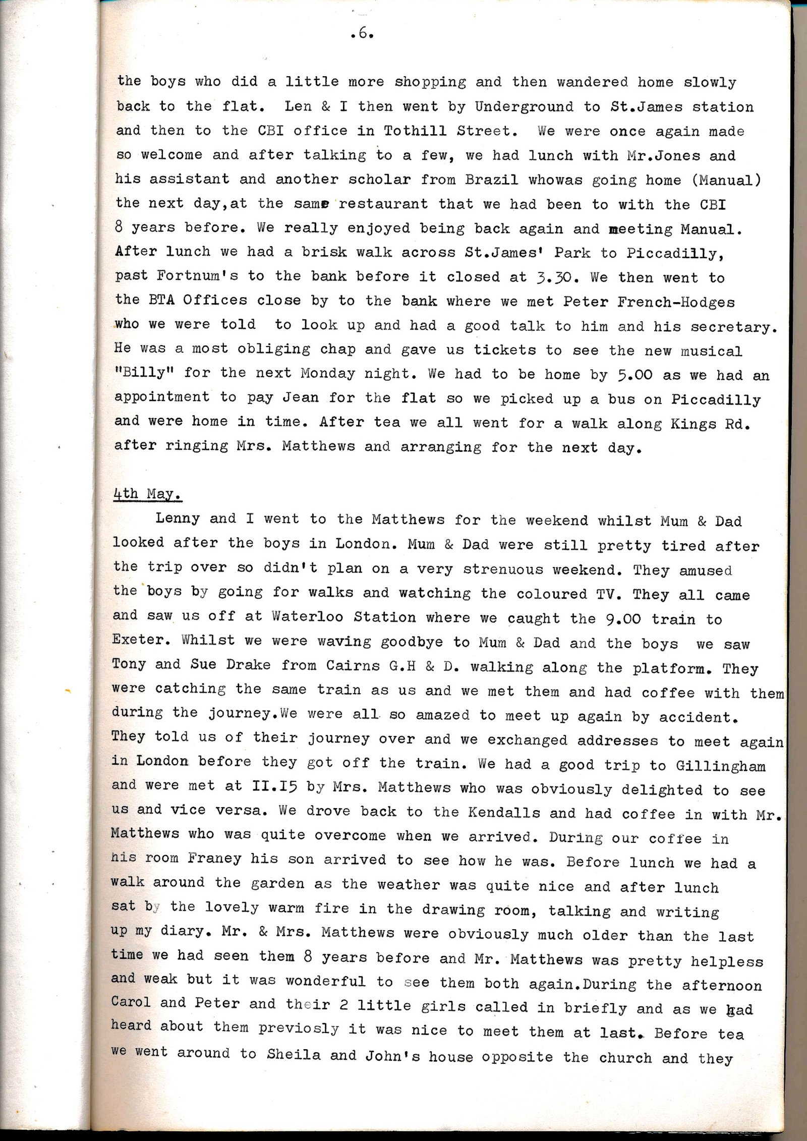 Diary page 6: Piccadilly Circus and the clowns, London sightseeing