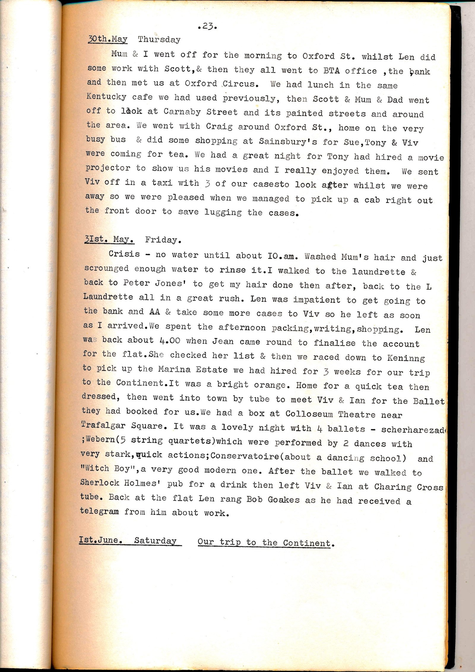 Diary page describing the Tower of London and Crown Jewels