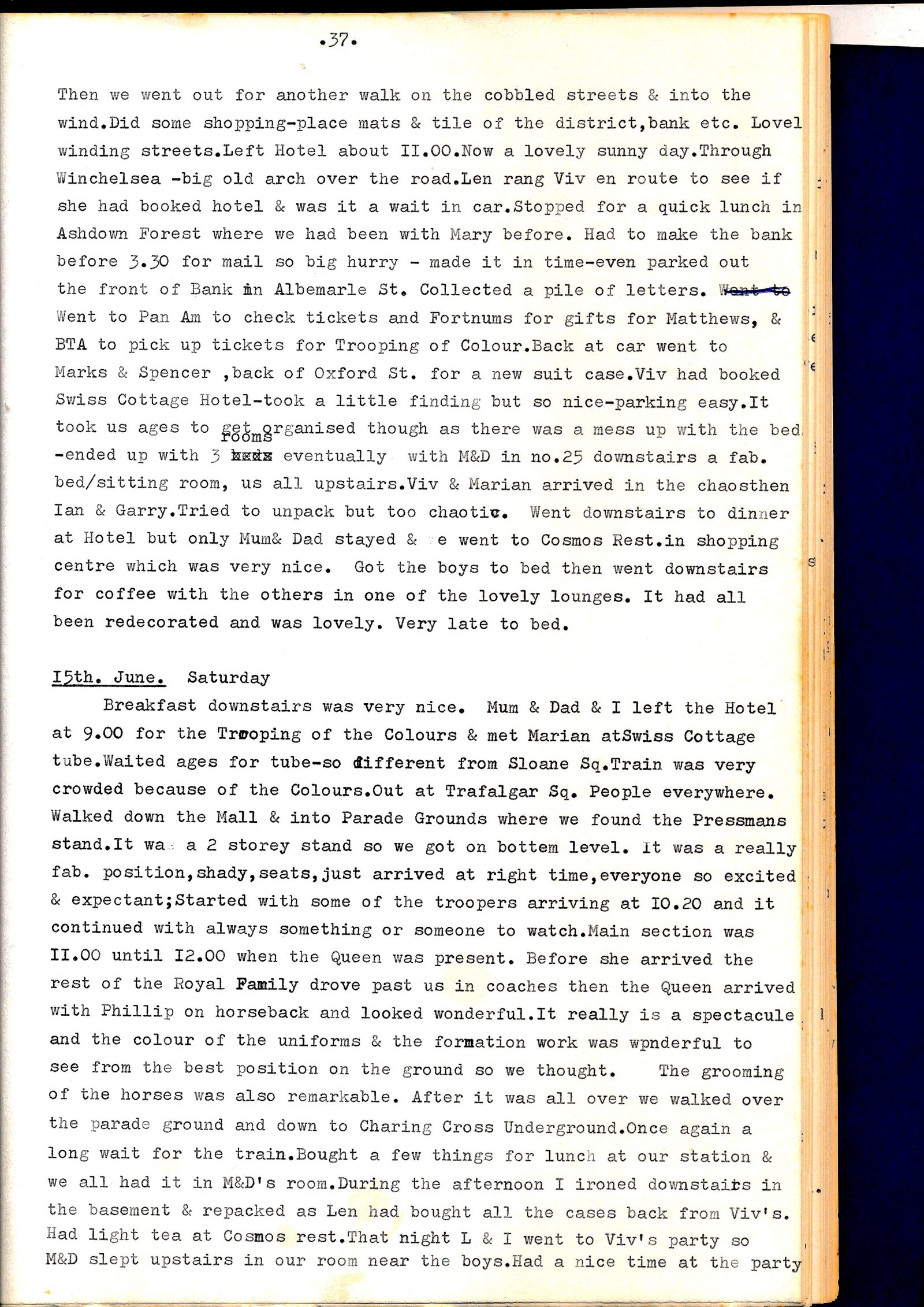 Diary page describing the return to England and the town of Rye